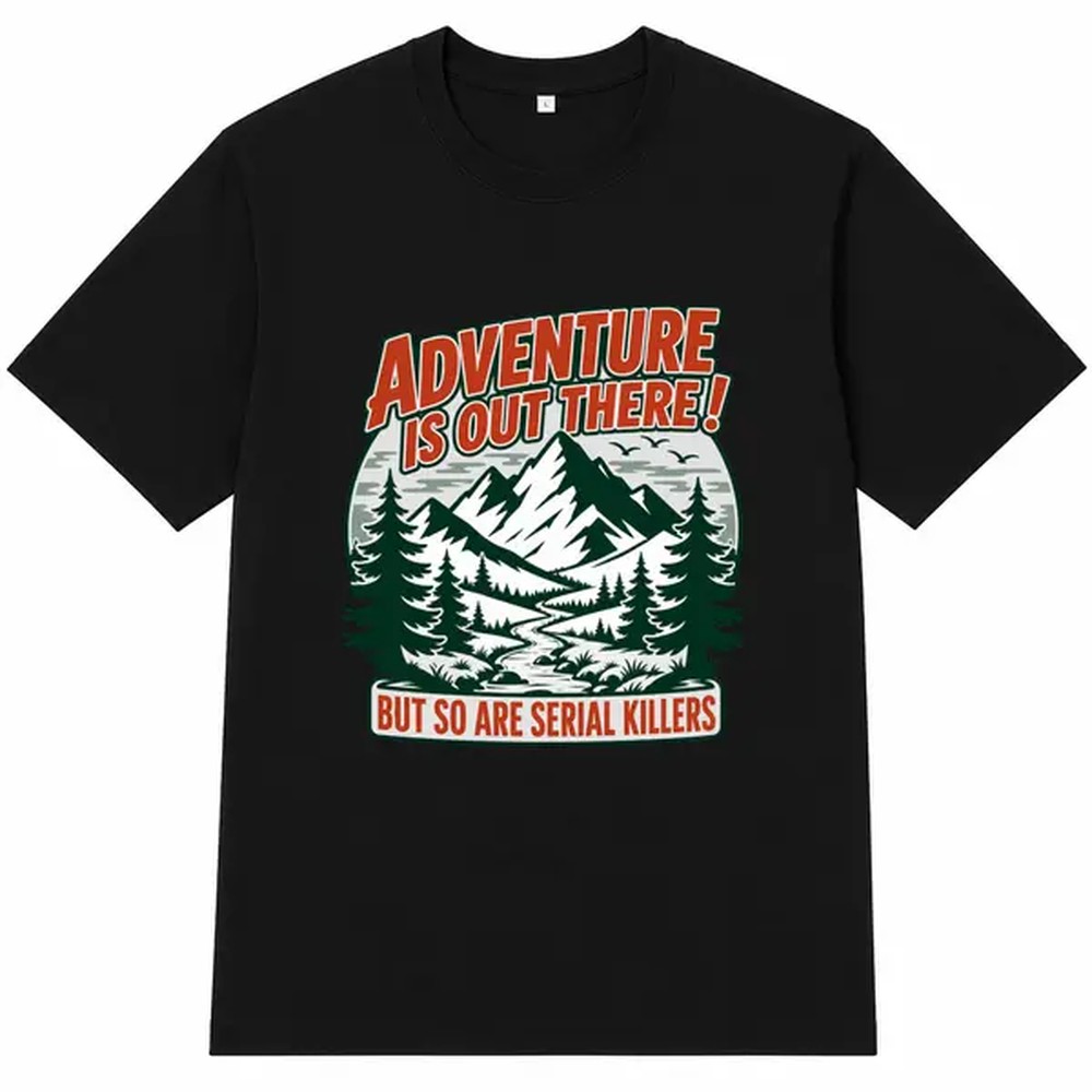 Outdoor Adventure Gifts - Outdoor Adventure Letter Print Black Shirt,