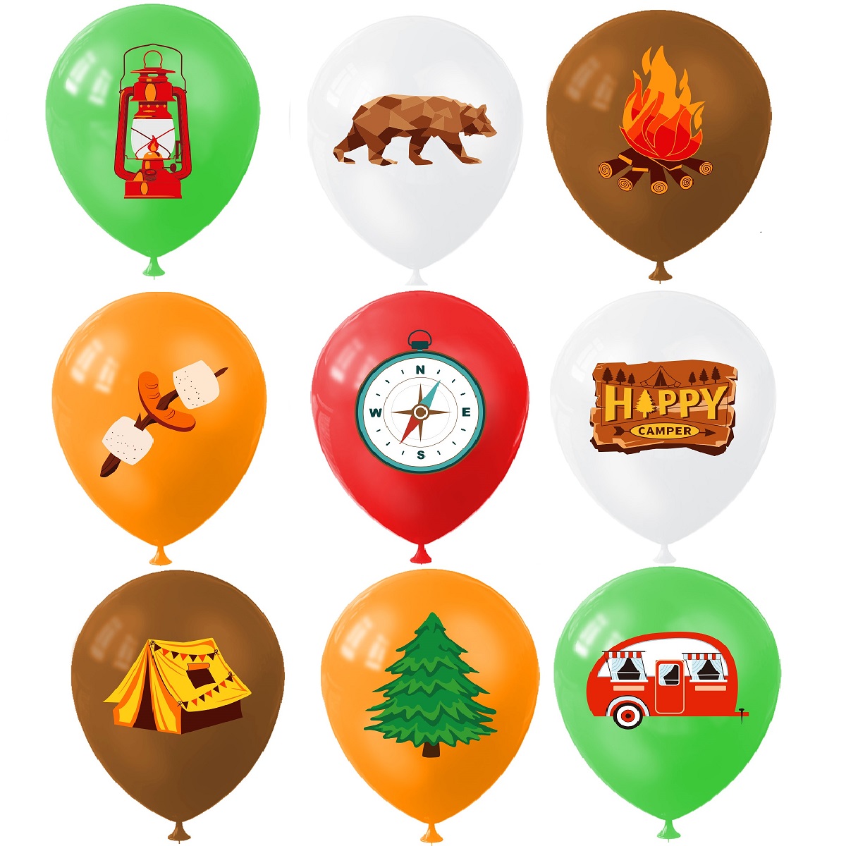 9pcs Happy Camping Balloon, Ou - Outdoor Adventure Girl 评论和价格