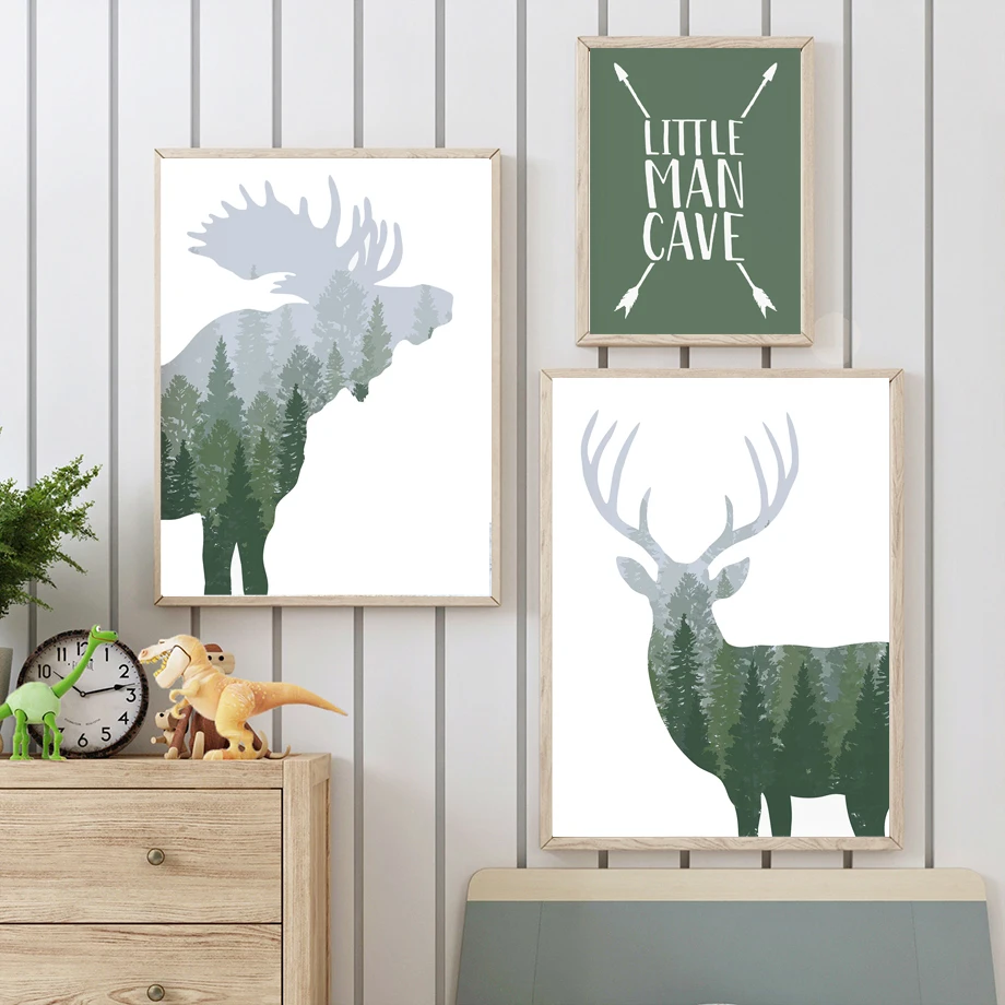 Green Woodland Deer Bear Moose - Outdoor Adventure Quotes 评论和价格